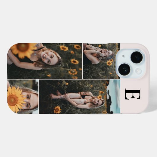 Fotomaterial Elegantes Monogramm Rosa Rosa Case-Mate iPhone Hülle (Rückseite (Horizontal))