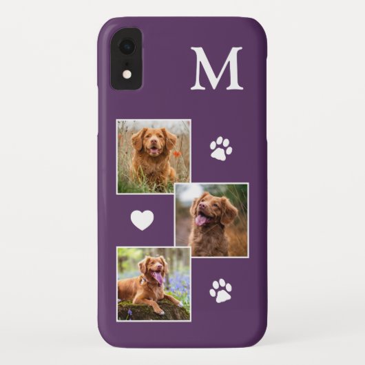 Fotomaterial für Heimtiere Moderner Monogramm Lila Case-Mate iPhone Hülle (Rückseite)