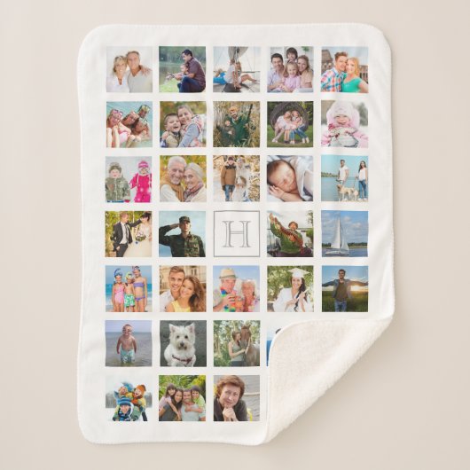 Fotomaterial Monogram, weiß grau Sherpadecke (Vorderseite)