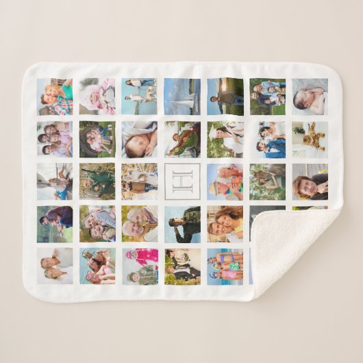 Fotomaterial Monogram, weiß grau Sherpadecke (Vorderseite (Horizontal))