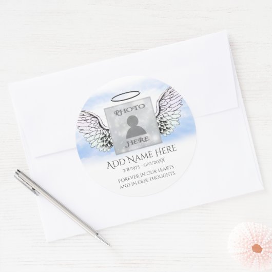 FotoMemorial hinzufügen Runder Aufkleber (Umschlag)