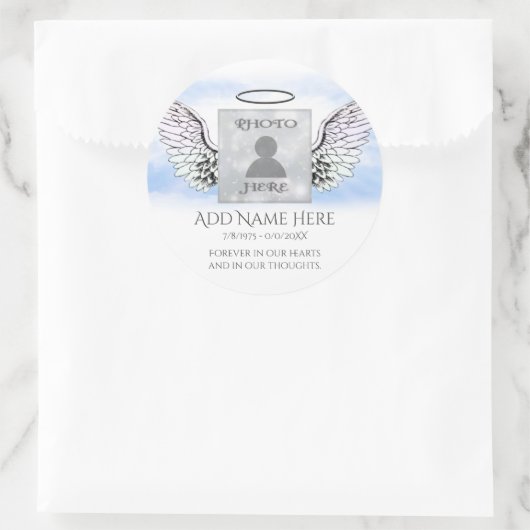 FotoMemorial hinzufügen Runder Aufkleber (Tasche)