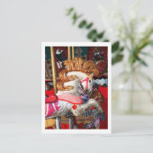Fotomesse Rosa und Weiß Karussell Postkarte (Stehend Vorderseite)