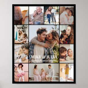 Fotomontage 12 Bilder 8x10 16x20 24x30 Schwarz Poster
