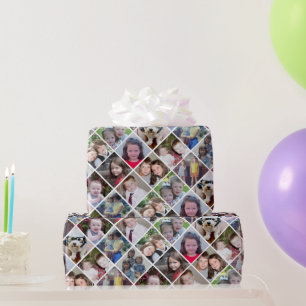 Fotomontage 12 Fotos Diamantmuster - Weiß Geschenkpapier