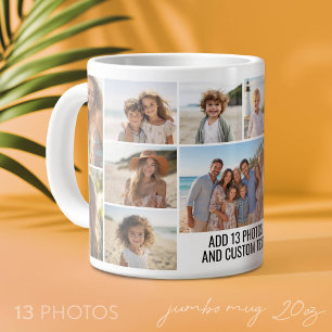 Fotomontage - 13 Bilder plus Textblock Minimal Jumbo-Tasse