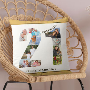 Fotomontage 21. Geburtstag Personalisiert Neutral Kissen