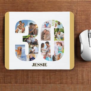 Fotomontage 30. Geburtstag Nummer 30 Benutzerdefin Mousepad