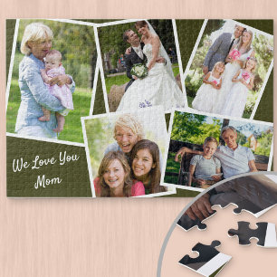 Fotomontage 5 Bilder Wir lieben dich Mama - Grün Puzzle