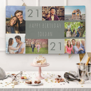 Fotomontage 7 Bilder Personalisiert 21. Geburtstag Banner