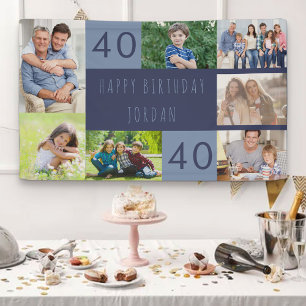 Fotomontage 7 Bilder Personalisiert 40. Geburtstag Banner