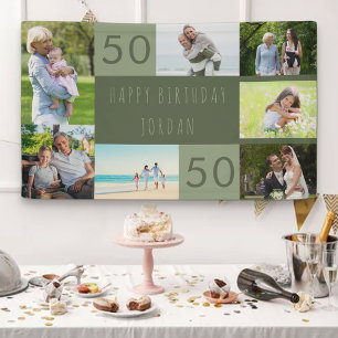 Fotomontage 7 Bilder Personalisiert 50. Geburtstag Banner