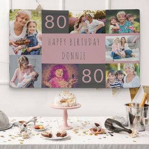 Fotomontage 7 Bilder Personalisiert 80. Geburtstag Banner