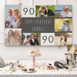Fotomontage 7 Bilder Personalisiert 90. Geburtstag Banner