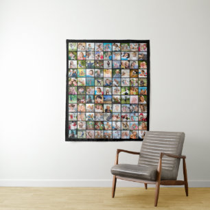 Fotomontage 99 quadratische Bilder Wandteppich