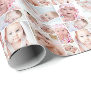 Fotomontage 9 Bilder Einzigartiges Rasterlayout Geschenkpapier