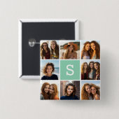 Fotomontage Benutzerdefiniertes Monogramm Mintgrün Button (Vorne & Hinten)
