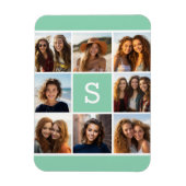 Fotomontage Benutzerdefiniertes Monogramm Mintgrün Magnet (Vertikal)