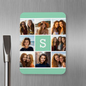Fotomontage Benutzerdefiniertes Monogramm Mintgrün Magnet