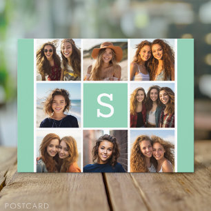 Fotomontage Benutzerdefiniertes Monogramm Mintgrün Postkarte