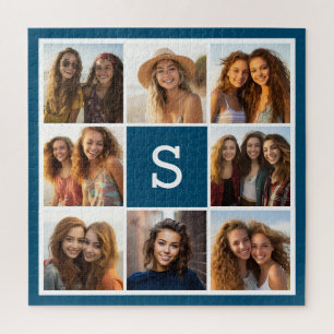 Fotomontage Benutzerdefiniertes Monogramm Navy Bla Puzzle