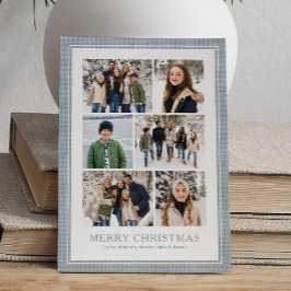 Fotomontage hellblau kariert Rahmen Weihnachten