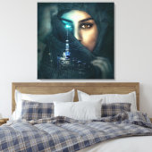 Fotomontage Lady Cityscape Leinwanddruck (Insitu (Schlafzimmer))