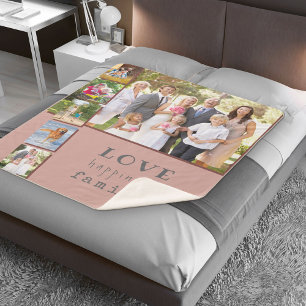 Fotomontage Liebe Glück Familie Pink Bordeauxrot Sherpadecke