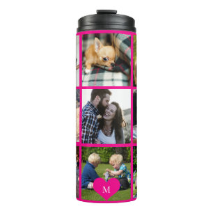 Fotomontage-Monogramm personalisiert modern rosa Thermosbecher