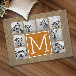 Fotomontage Monogramm - Rustikales Kraft und Orang Fleecedecke