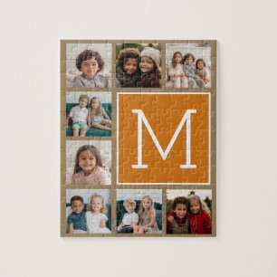 Fotomontage Monogramm - Rustikales Kraft und Orang Puzzle
