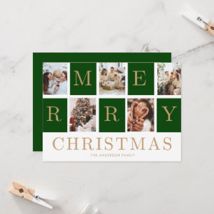 Fotomontage Weihnachten Familie Gold Feiertagskart Einladung