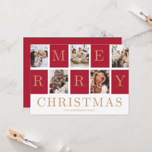 Fotomontage Weihnachten Familie Gold Feiertagskart Einladung
