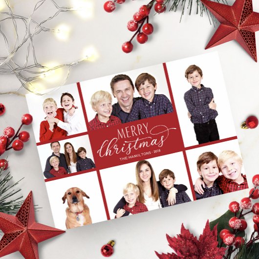 Fotomontage-Weihnachtskarten 7 Fotos Chic Script Einladung