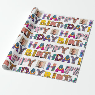 Fotomosaik-Geburtstags-Verpackungspapier Geschenkpapier