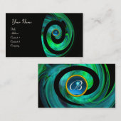 FOTON SWIRL GEM MONOGRAM schwarz-blau Visitenkarte (Vorne/Hinten)