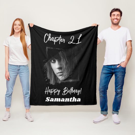Fotoname 21. Geburtstag Kapitel 21 schwarz Fleecedecke (Beispiel)