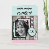Fotoname Rosa Minze hinzufügen 18. Geburtstag Karte (Vorderseite)