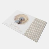 Fotoplatte für Haustiere in Beige und Weiß mit Pas Fußmatte (Schrägansicht)