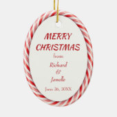 Fotoplatte mit weißer Candy Cane Keramik Ornament (Hinten)