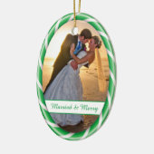 Fotoplatte mit weißer Candy Cane Keramik Ornament (Links)