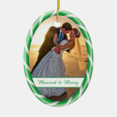 Fotoplatte mit weißer Candy Cane Keramik Ornament (Vorne)