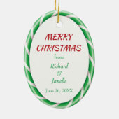 Fotoplatte mit weißer Candy Cane Keramik Ornament (Hinten)