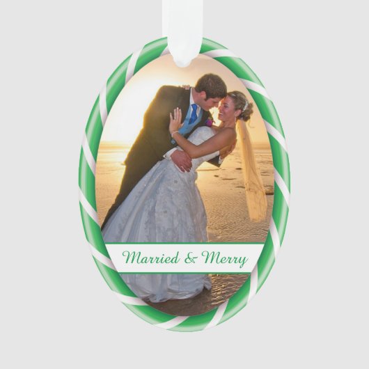 Fotoplatte mit weißer Candy Cane Ornament (Vorderseite)