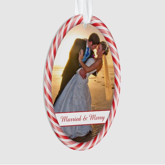 Fotoplatte mit weißer Candy Cane Ornament (Vorderseite)