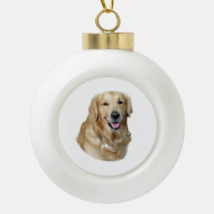 Fotoporträt des goldenen Retrievers Hunde Keramik Kugel-Ornament