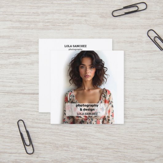 Fotoprüfung QR Quadratische Visitenkarte (Vorderseite/Rückseite Beispiel)