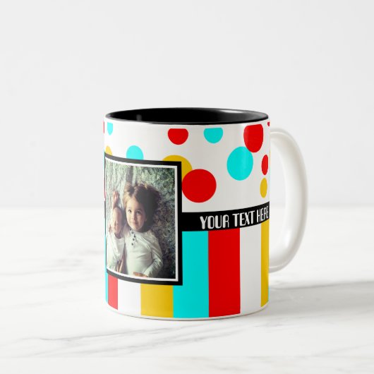 Fotopunkte und -streifen zweifarbige tasse (VorderseiteRechts)