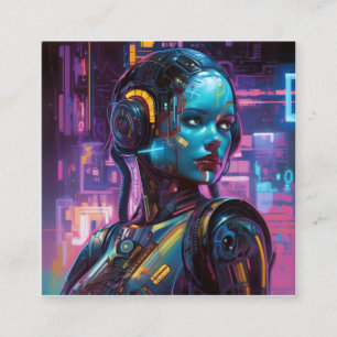 Fotorealistische Fantasie in Neon Lights Quadratische Visitenkarte