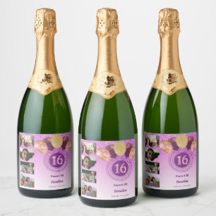 Fotos, 16. Geburtstag Pink Glitzer Champagne Schaumweinetikett
